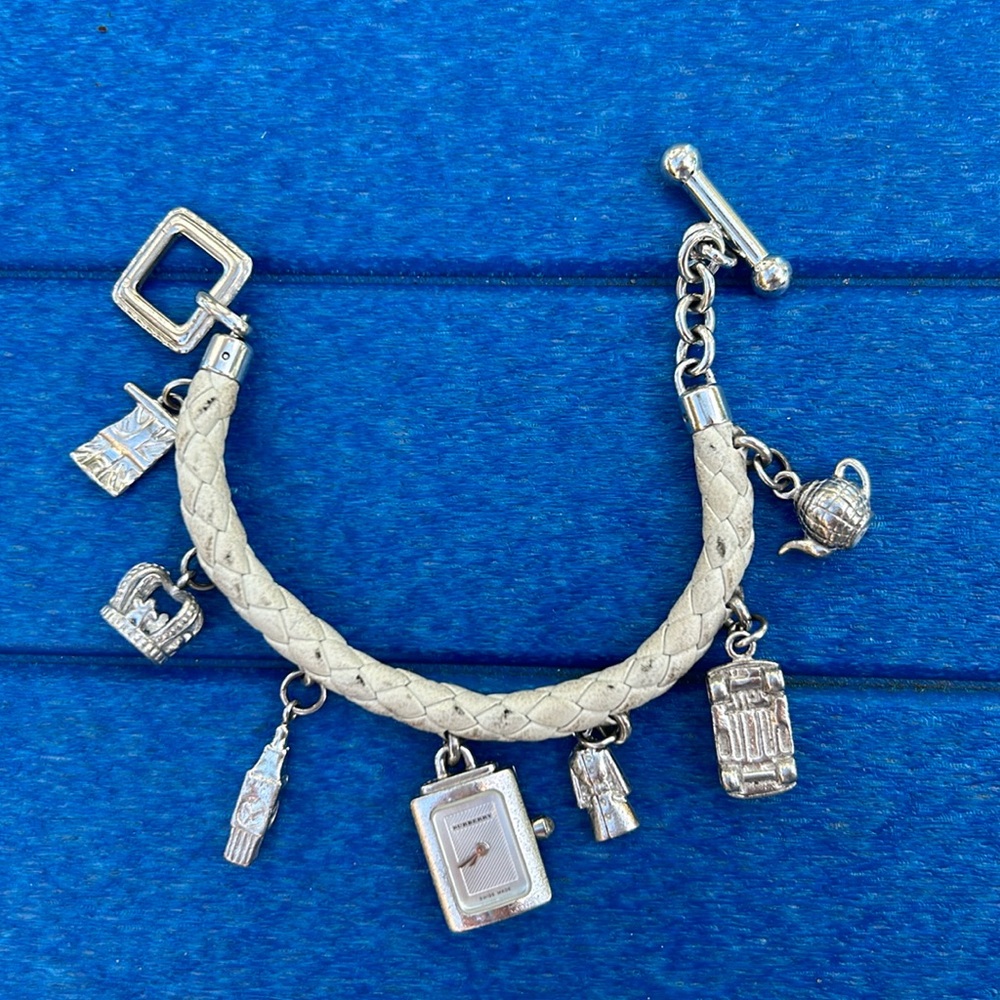 Burberry White Leather Charm Bracelet